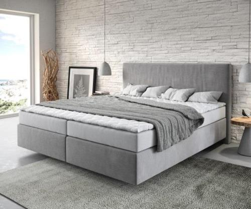 Boxspringbett Dream-Well 180x200 cm Mikrofaser Grau mit Matratze und T...