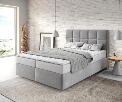 Boxspringbett Dream-Fine 140x200 cm Mikrofaser Grau mit Matratze und T...