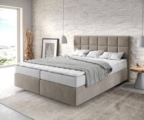 Boxspringbett Dream-Fine 160x200 cm Mikrofaser Beige mit Matratze und ...