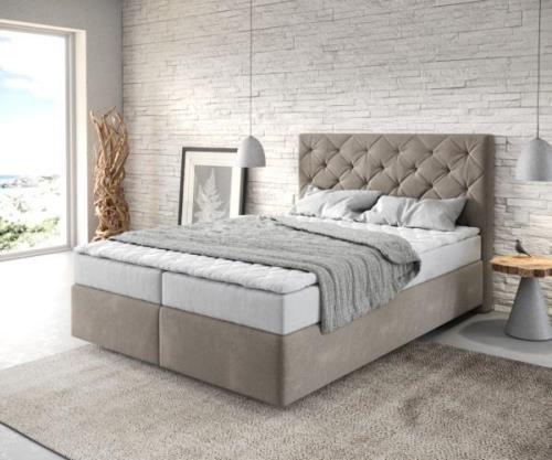 Boxspringbett Dream-Great 140x200 cm Mikrofaser Beige mit Matratze und...