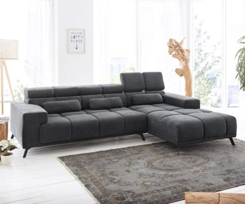 Ecksofa Ordino 285x200 Mikrofaser Schwarz Ottomane rechts elektrische ...