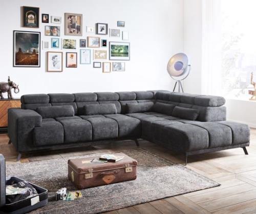 Ecksofa Catan 295x230 Mikrofaser Anthrazit Ottomane rechts inkl. elekt...