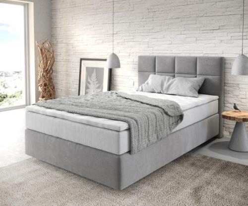 Boxspringbett Dream-Fine 120x200 cm Mikrofaser Grau mit TFK Matratze u...