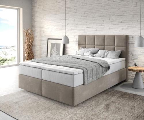 Boxspringbett Dream-Fine 140x200 cm Mikrofaser Beige mit TFK Matratze ...