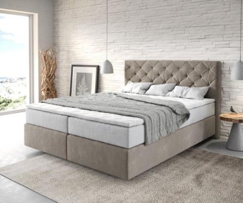 Boxspringbett Dream-Great 160x200 cm Mikrofaser Beige mit TFK Matratze...