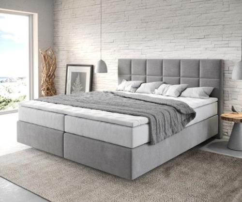 Boxspringbett Dream-Fine 180x200 cm Mikrofaser Grau mit TFK Matratze u...