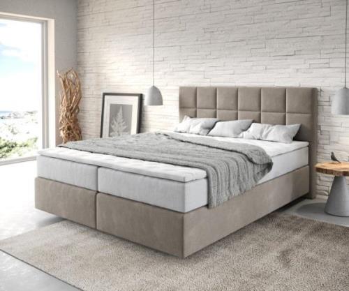 Boxspringbett Dream-Fine 160x200 cm Mikrofaser Beige mit TFK Matratze ...