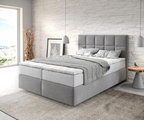 Boxspringbett Dream-Fine 140x200 cm Mikrofaser Grau mit TFK Matratze u...