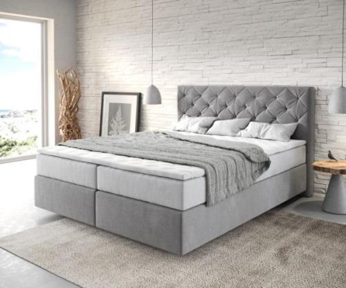 Boxspringbett Dream-Great 160x200 cm Mikrofaser Grau mit TFK Matratze ...