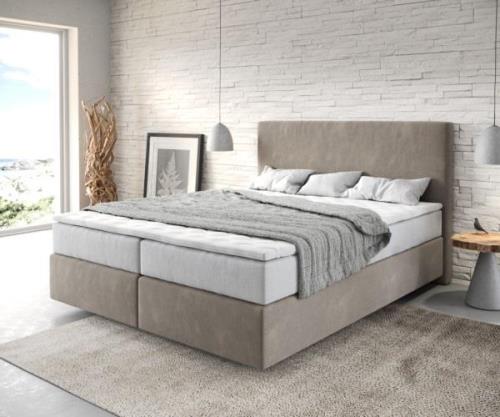 Boxspringbett Dream-Well 160x200 cm Mikrofaser Beige mit TFK Matratze ...