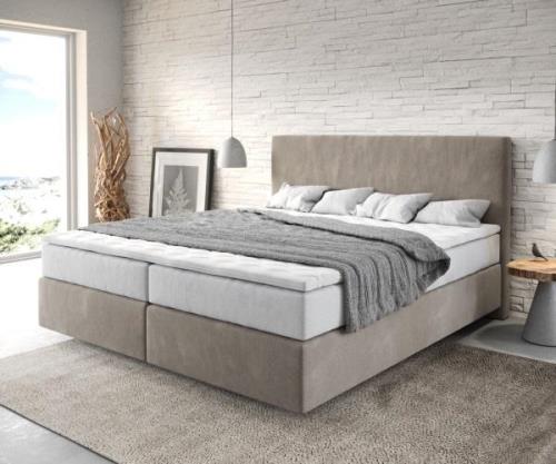 Boxspringbett Dream-Well 180x200 cm Mikrofaser Beige mit TFK Matratze ...