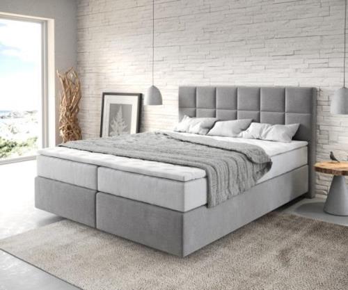 Boxspringbett Dream-Fine 160x200 cm Mikrofaser Grau mit TFK Matratze u...