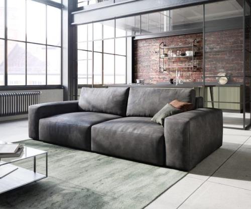 Big-Sofa Lanzo L 260x110 cm Lederimitat Vintage Anthrazit