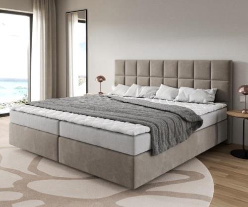 Boxspringbett Dream-Fine Mikrofaser Beige 200x200 cm Bonell-Matratze P...