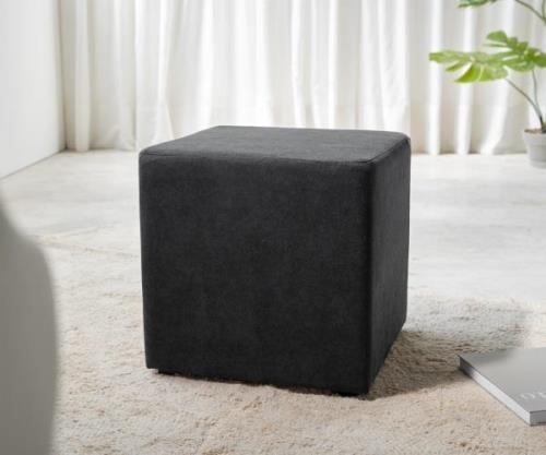 Sitzhocker Dado 45x45 cm Mikrofaser Schwarz