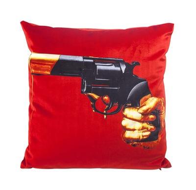 Kissen Toiletpaper textil rot bunt / Revolver - 50 x 50 cm - Seletti -