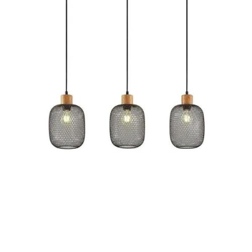 Lindby - Djuna 3 Pendelleuchte Black/Wood