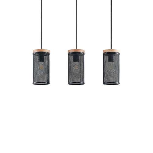 Lindby - Kiriya 3 Pendelleuchte Black/Wood