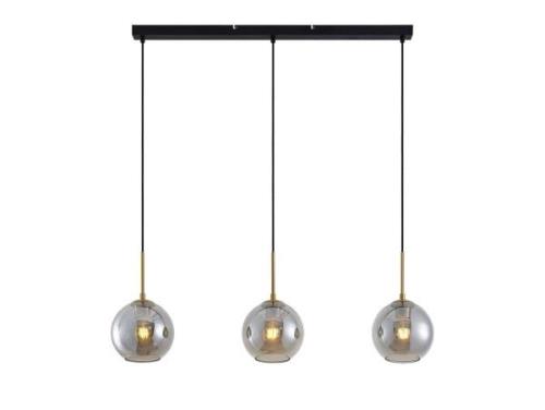 Lindby - Hiwana 3 Pendelleuchte Smoke/Brass Lindby