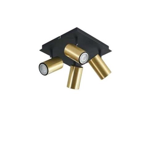 Lindby - Raisan 4 Square Deckenleuchte Black/Brass Lindby