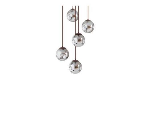 Lindby - Valentina 5 Round Pendelleuchte Smoked Grey/Brown