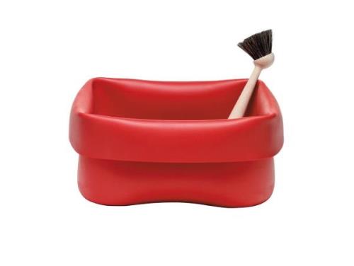 Normann Copenhagen - Abwaschschüssel w/Spülbürste Rot/Buche