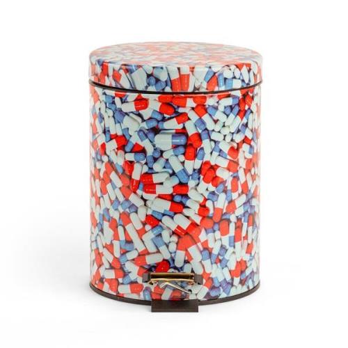 Seletti - Pills Toiletpaper Home Dustbin Ø 20,5 H. 27,5 Weiß/Rot/Blau