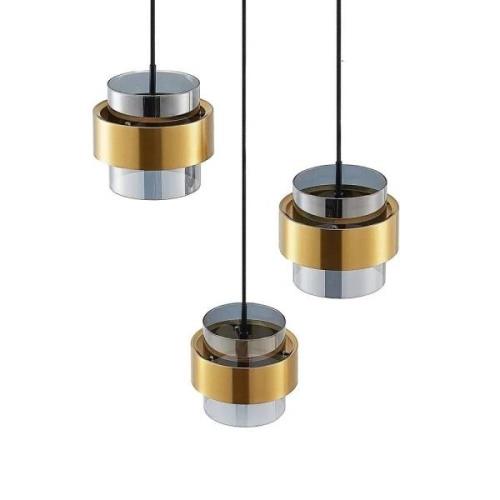 Lucande - Ikibare Cluster Pendelleuchte Black/Brass/Smoke