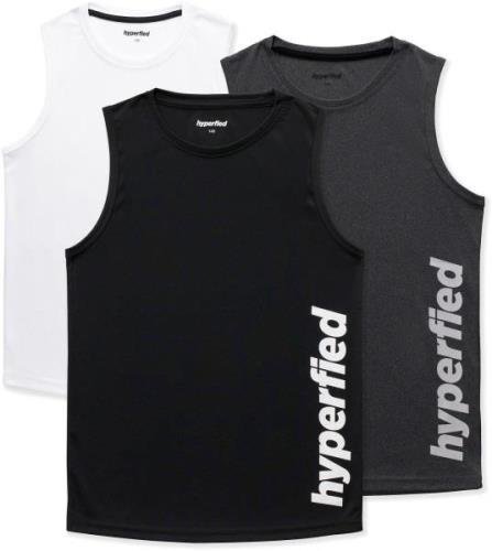 Hyperfied Bounce Tanktop 3er Pack, Black/Grey Melange/White 120