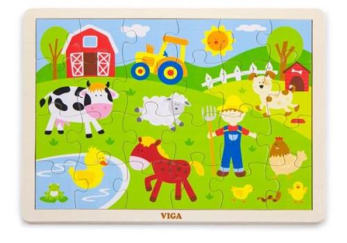 VIGA Rahmenpuzzle Bauernhof, 24 Teile