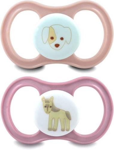 Esska Happy Glow Dog/Horse Schnuller, Lila/Rosa