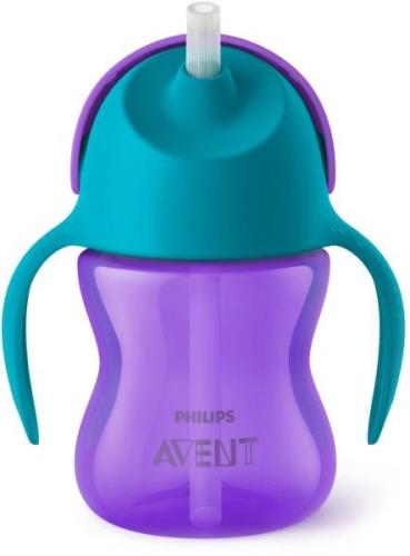 Philips Avent Becher mit Strohhalm und Griff 200ml, Lila/Türkis