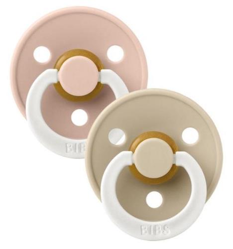 BIBS Schnuller Colour 2er-Pack Latex Größe 2, Blush Glow/Vanilla Glow