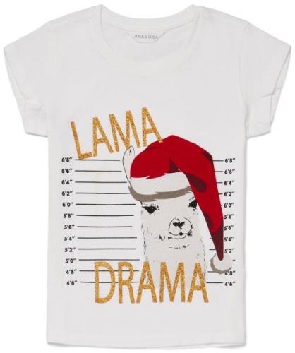 Luca &  Lola Top Lama Drama, Bright White 134-140