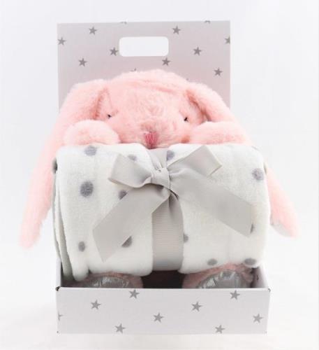 CarloBaby Fleecedecke und Kuscheltier Kaninchen, Rosa