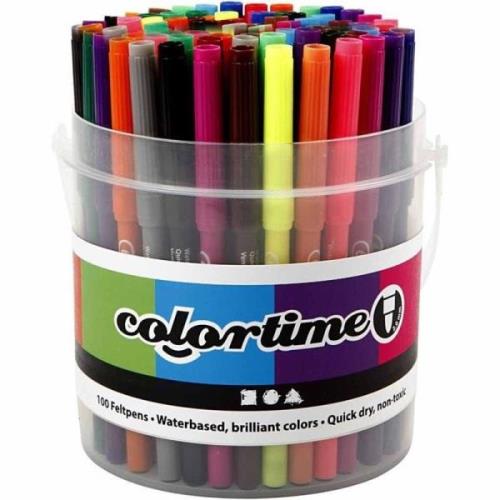 Colortime Filzstifte 5 mm, Gemischte Farben, 100 Stück