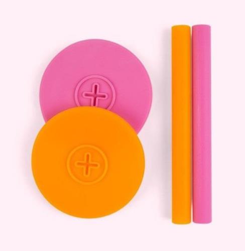 COGNIKIDS Sip Trinkhalm &  Deckel 2er-Pack, Tangerine/Flamingo