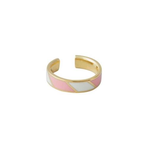 Design Letters Candy Ring gestreift, Rose/Weiß