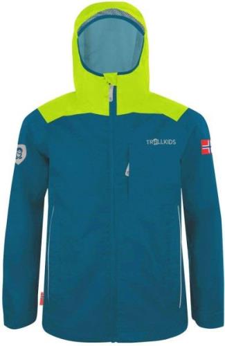 Trollkids Bergen Regenjacke, Petrol/Lime, Größe 110