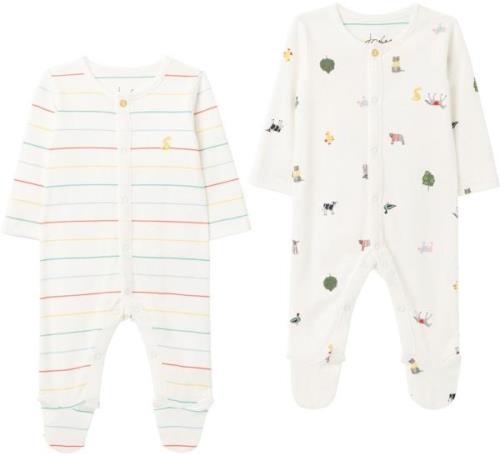 Tom Joules Babygrow Strampler 2er-Pack, White/Cream, 3-6 Monate