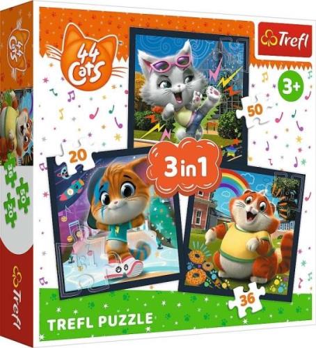 Trefl 44 Cats Puzzles 3-in-1