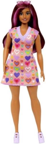 Barbie Fashionistas Puppe mit Herzmuster-Pulloverkleid