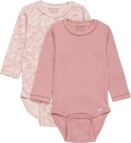 Minymo Body 2er-Pack, Ash Rose, 74, Babykleidung