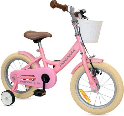 Pinepeak Retro City Kinderfahrrad 14 Zoll, Rosa