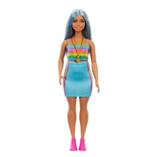 Barbie Fashionista Puppe mit Blauen Haaren &  Regenbogen Set