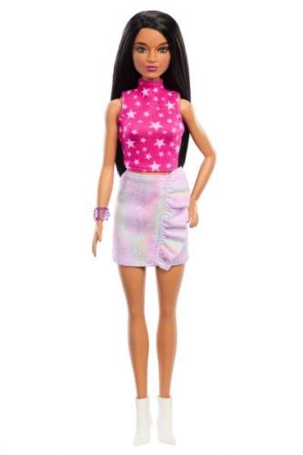 Barbie Fashionista Puppe mit schwarzem Haar &  Stern-Oberteil