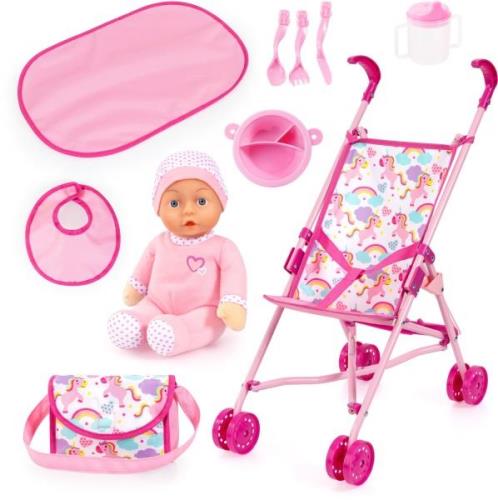 Bayer Design Puppenwagen Buggy Set mit Puppe, Pink